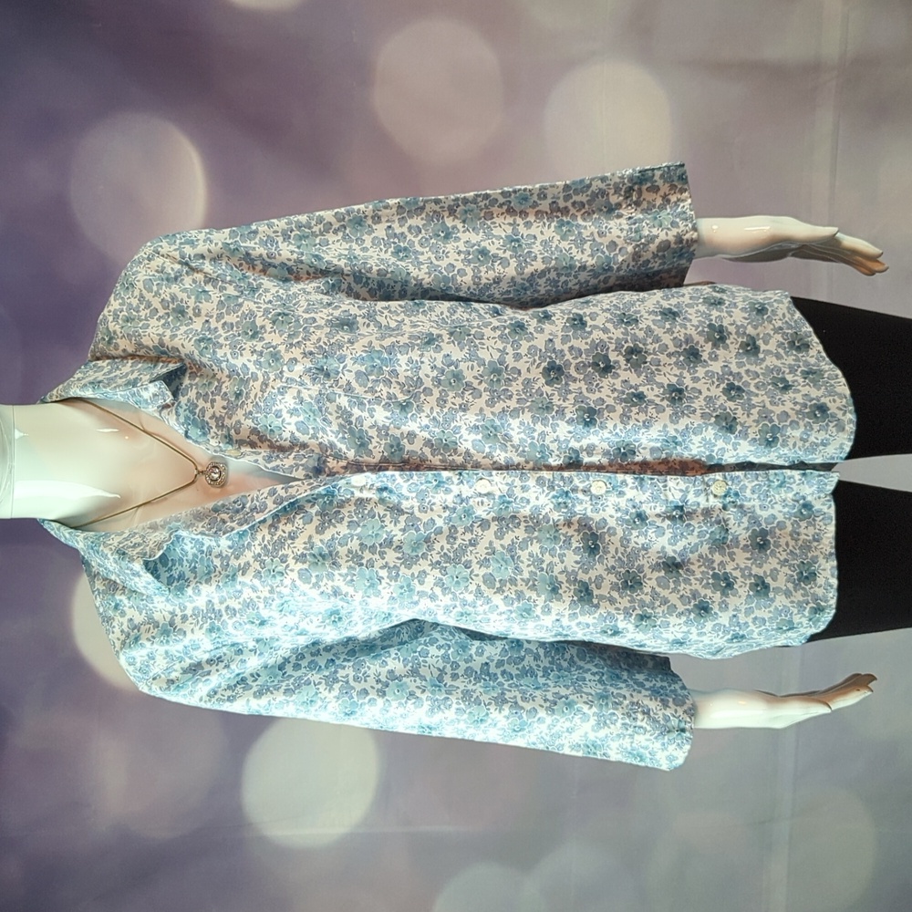 ALFRED DUNNER Vintage Sz 16 Floral Button Up Long Sleeve Cotton Blend Blouse